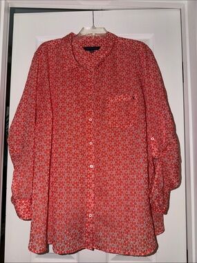 Tommy Hilfiger Coral and White Floral Shirt